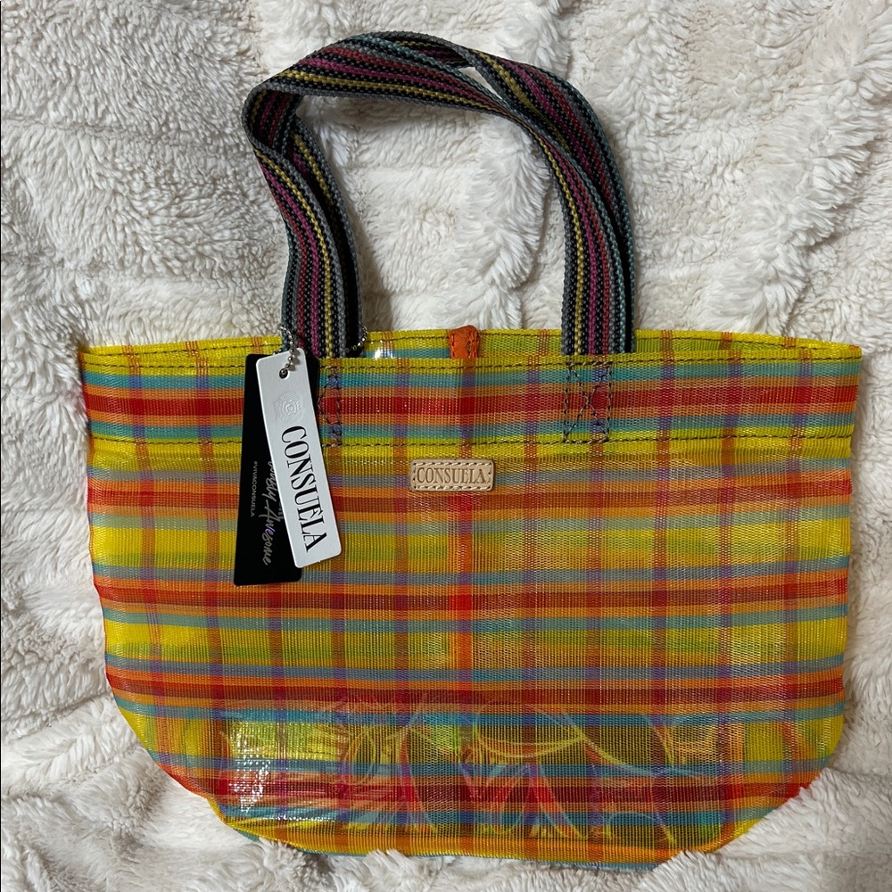 NWT Consuela Vibrant Plaid Mini Tote Bag